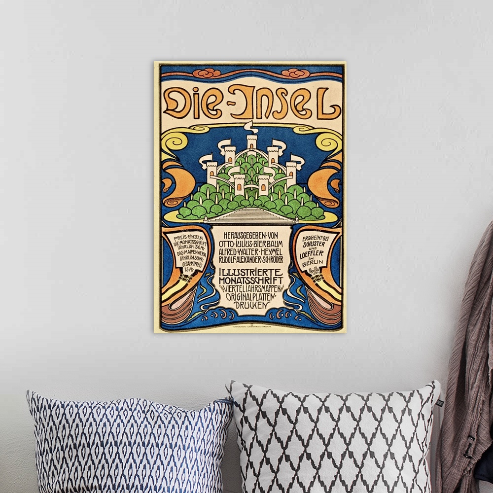 A bohemian room featuring Poster for 1899 Die Insel.