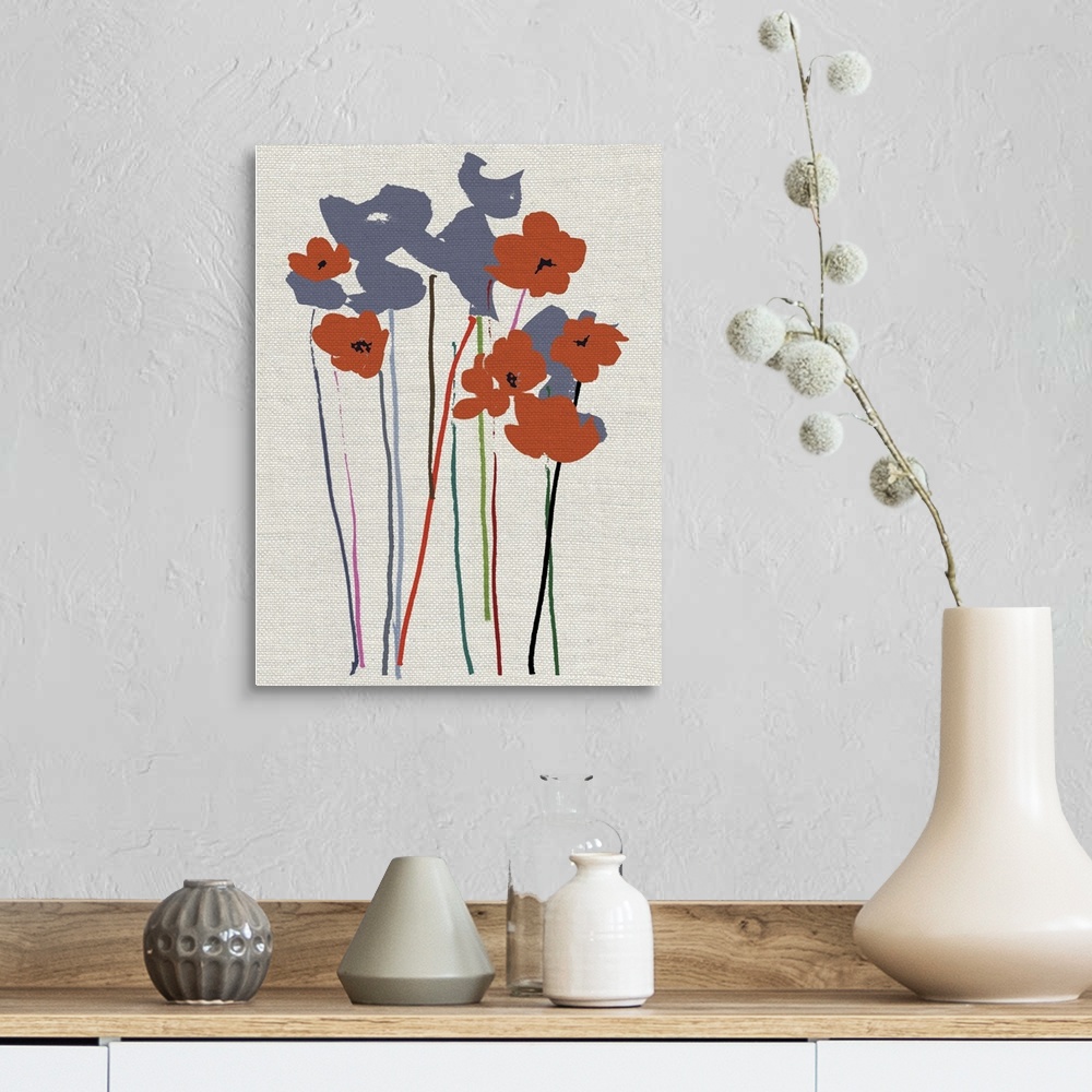 A farmhouse room featuring Printed Poppies