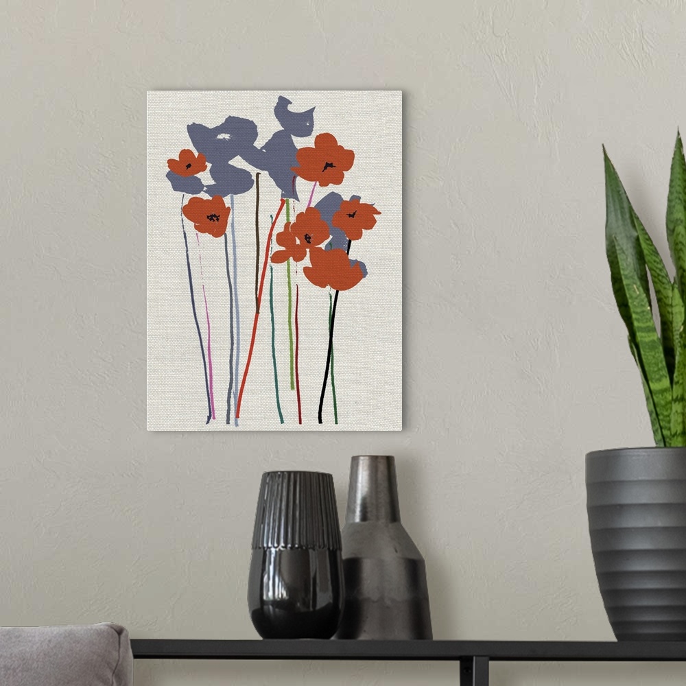 A modern room featuring Printed Poppies