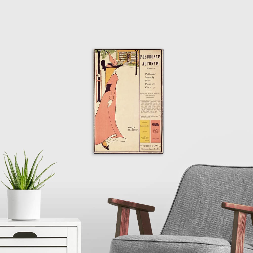 A modern room featuring BAL61992 Publicity poster for 'The Yellow Book', pub. 1894-97 in London by John Lane (see also 61...