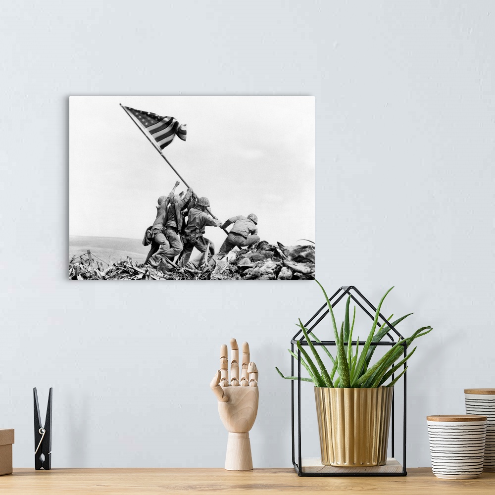 A bohemian room featuring Raising the Flag on Iwo Jima, photo by Joe Rosenthal, february 23, 1945