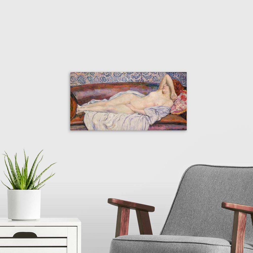 A modern room featuring Reclining Nude