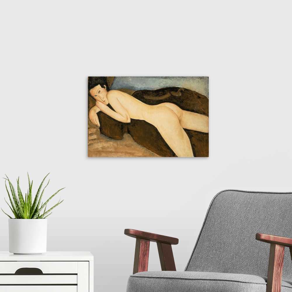 A modern room featuring Reclining Nude From The Back (Nu Couche De Dos), 1917 (Originally oil on canvas)