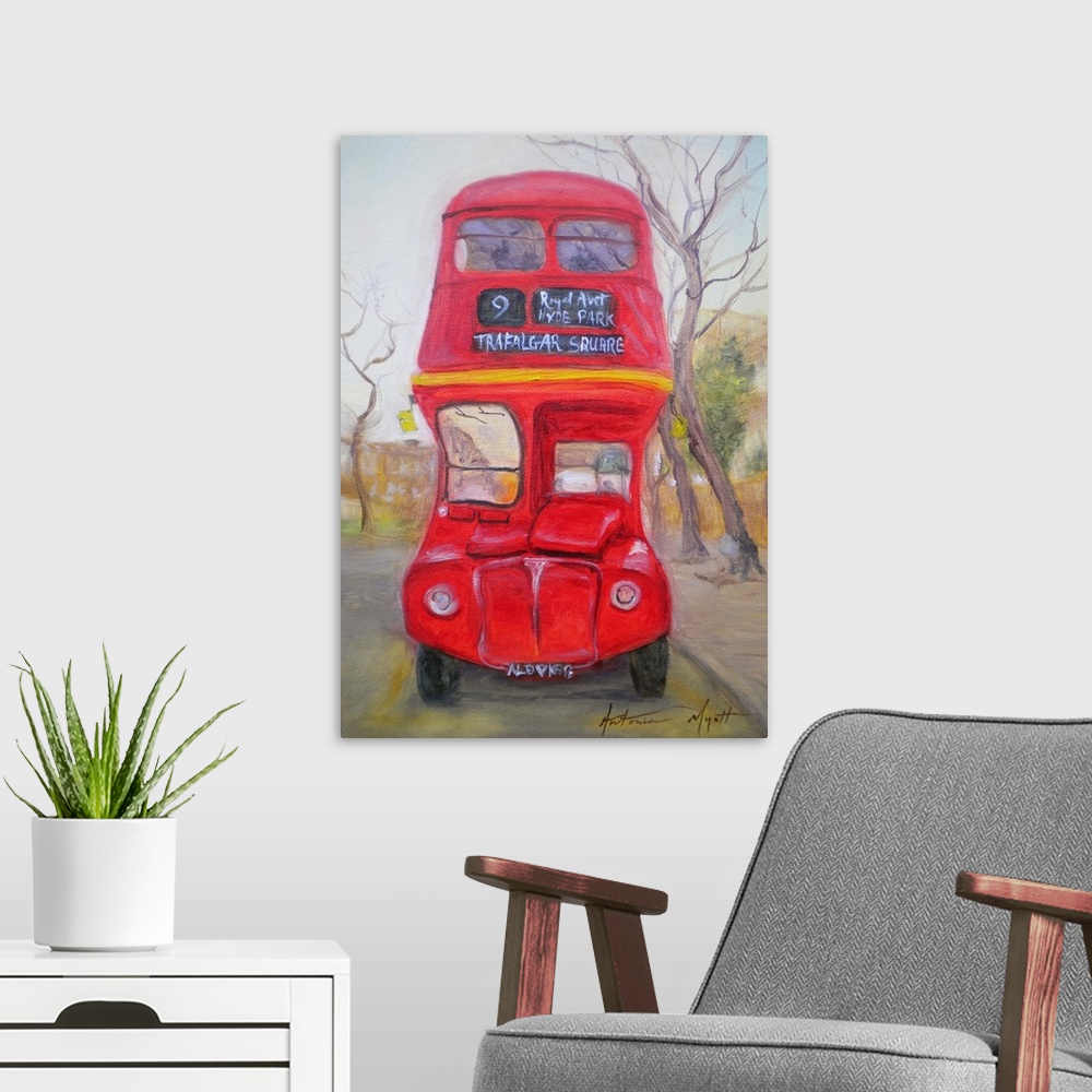 A modern room featuring Red Bus