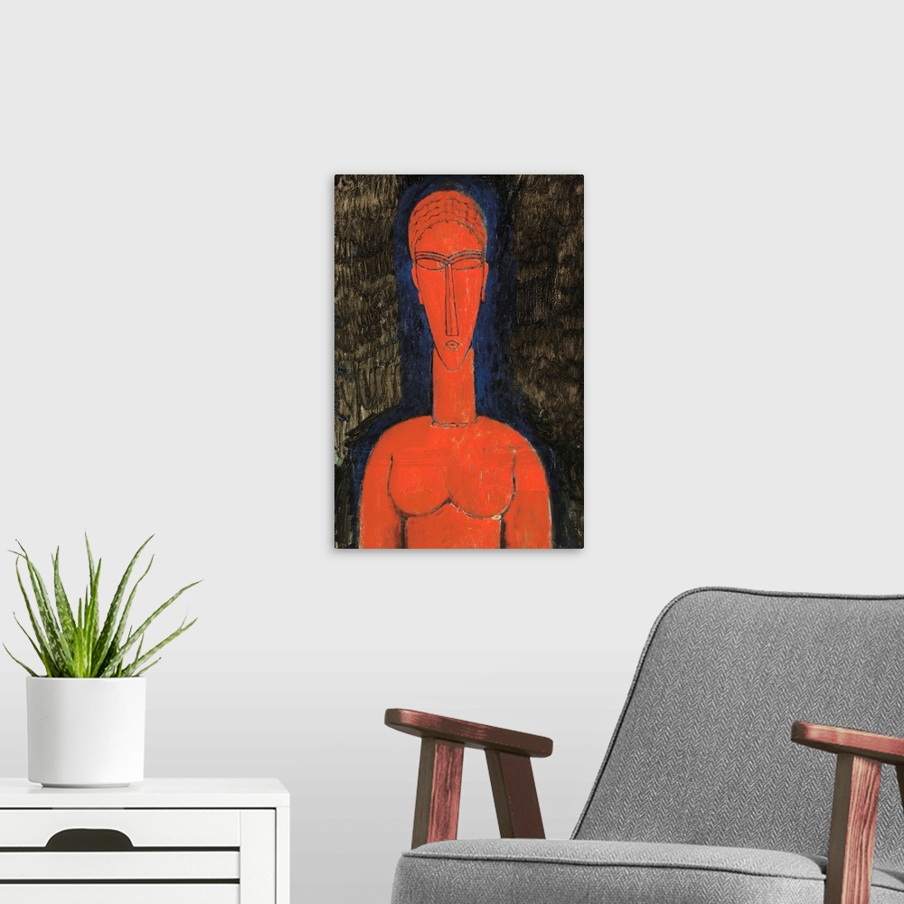A modern room featuring Red Bust, Caryatid, 1913 (oil on canvas)