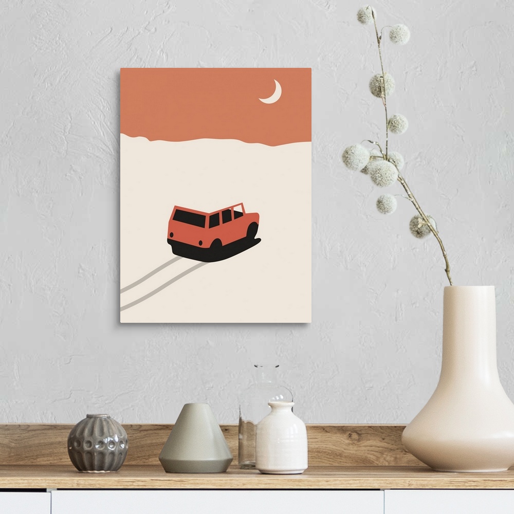 A farmhouse room featuring Red Car In Desert With Moon, 2020