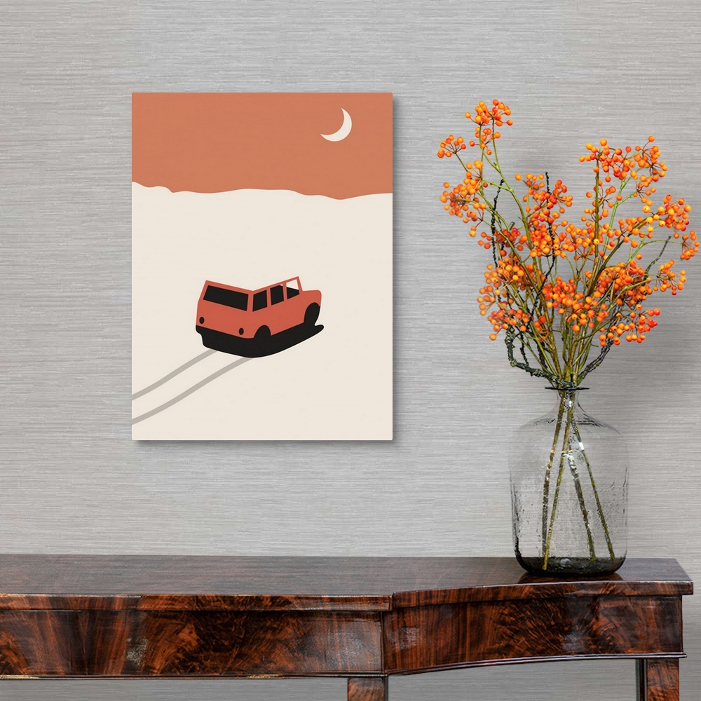 A traditional room featuring Red Car In Desert With Moon, 2020