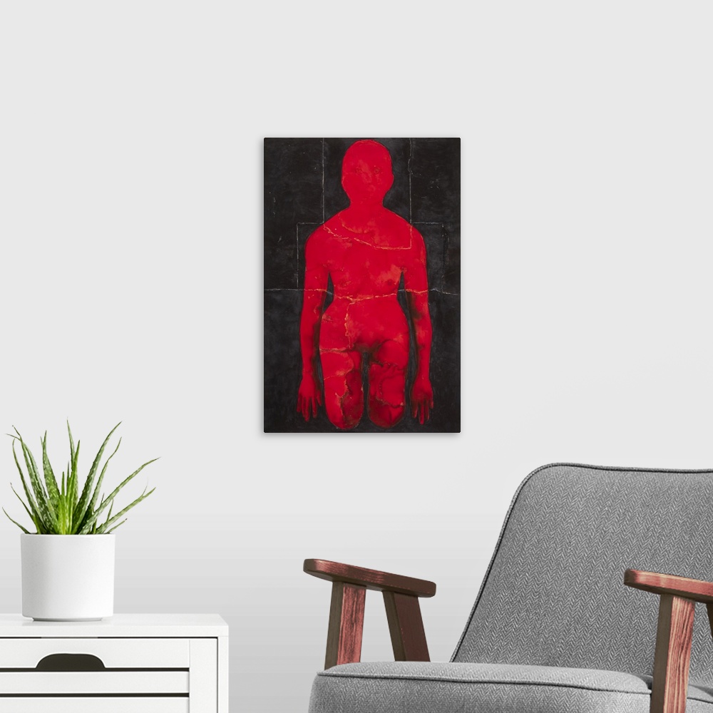 A modern room featuring Red Rising by Dean, Graham (b.1951).