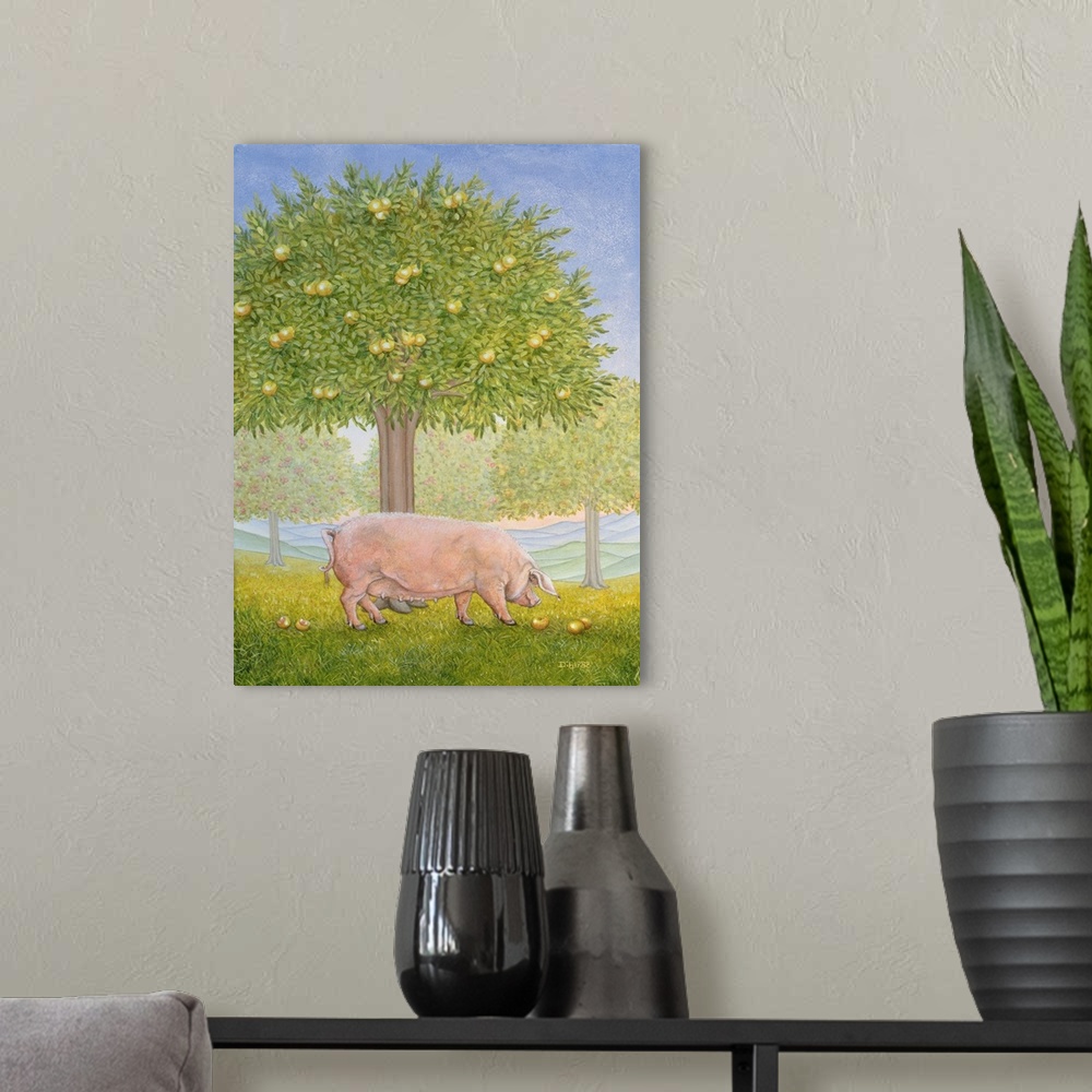 A modern room featuring Right Hand Orchard Pig