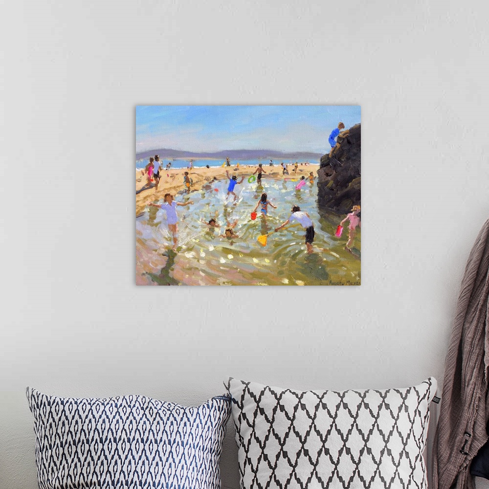 A bohemian room featuring Rock pool, Tenby, 2016, originally oil on canvas.