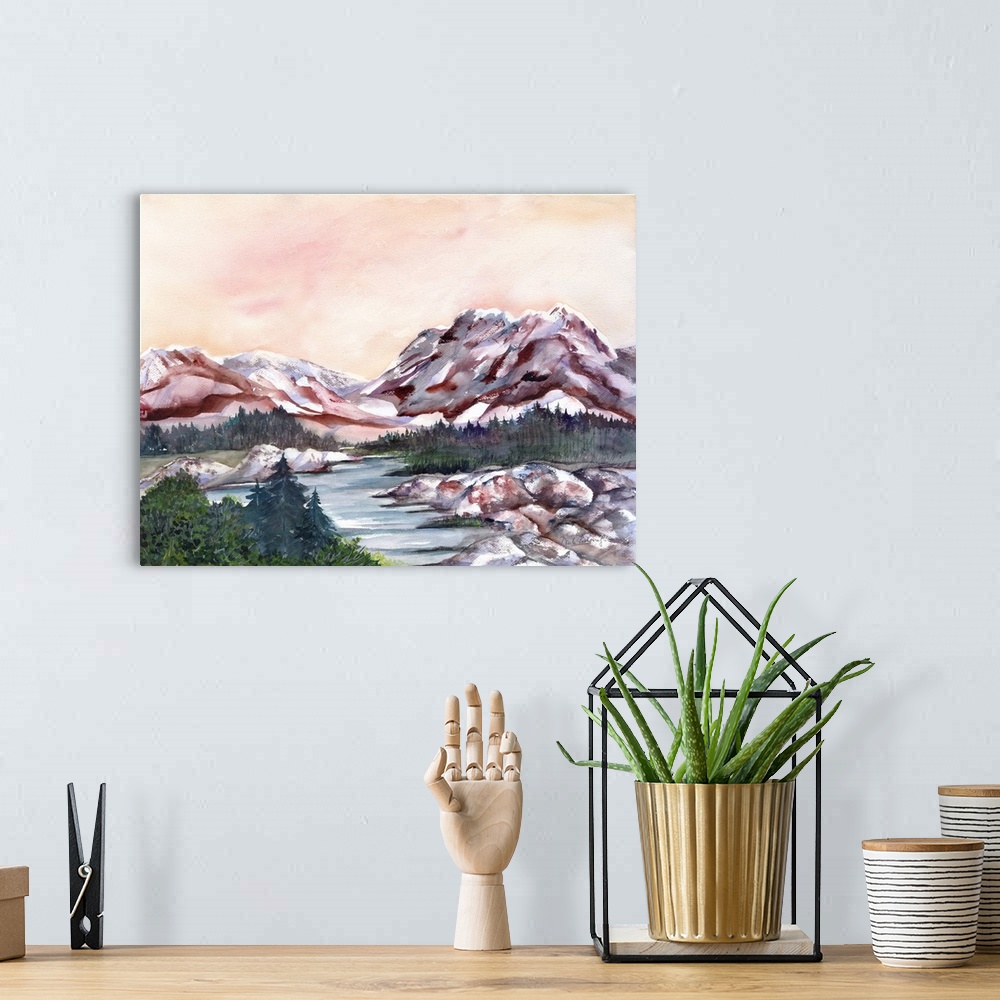A bohemian room featuring Rocky Hills and Water