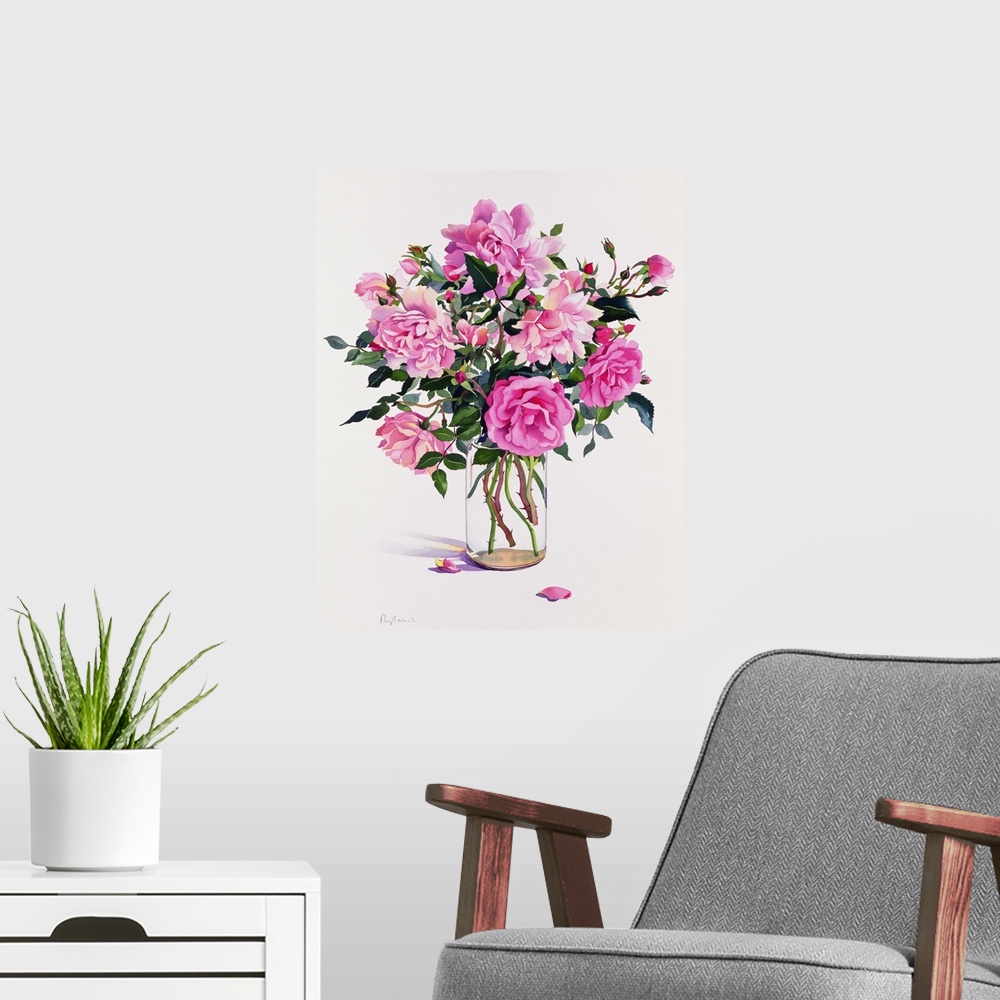 A modern room featuring Roses in a Glass Jar