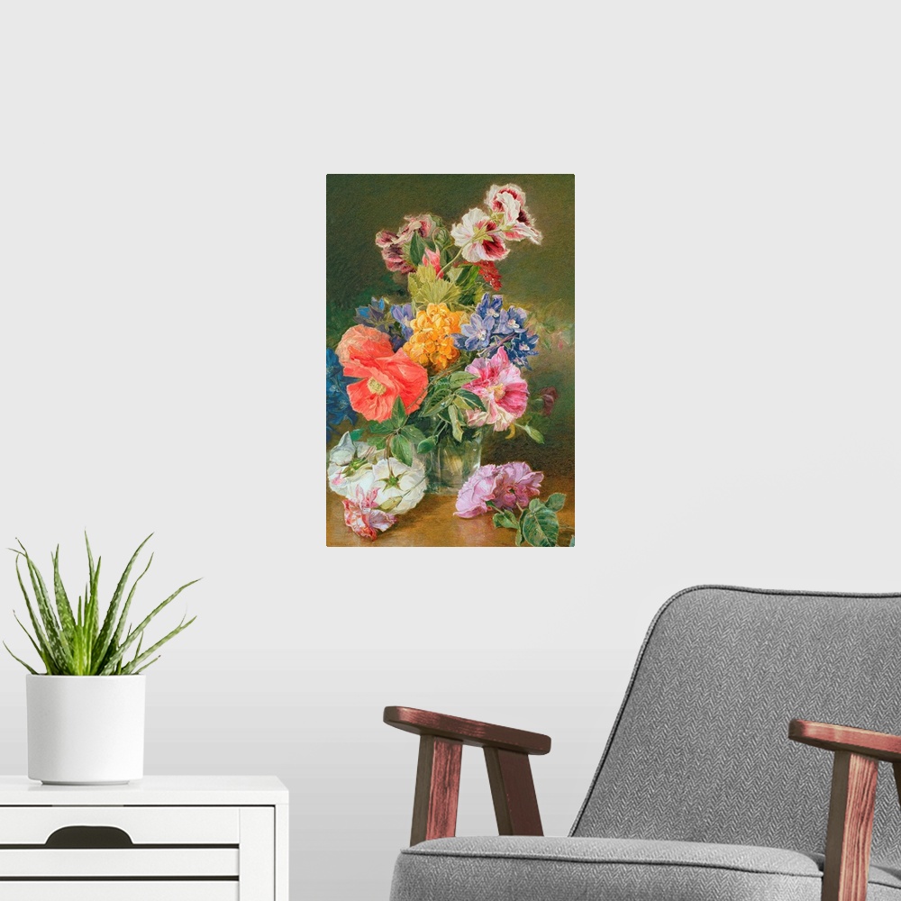 A modern room featuring Roses, Poppy and Pelargonia