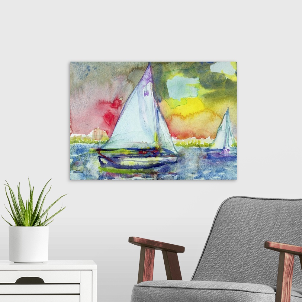 A modern room featuring Sailboat Evening