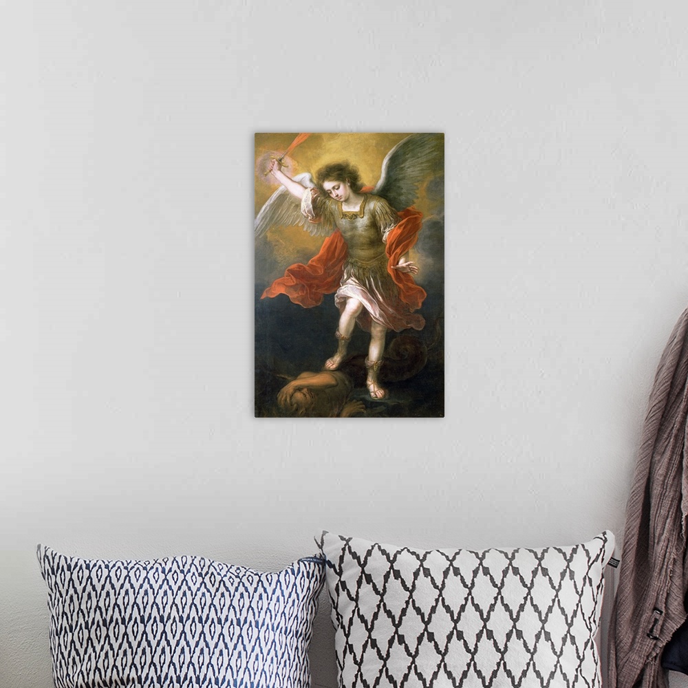 A bohemian room featuring XAM68661 Saint Michael banishes the devil to the abyss, 1665/68  by Murillo, Bartolome Esteban (1...
