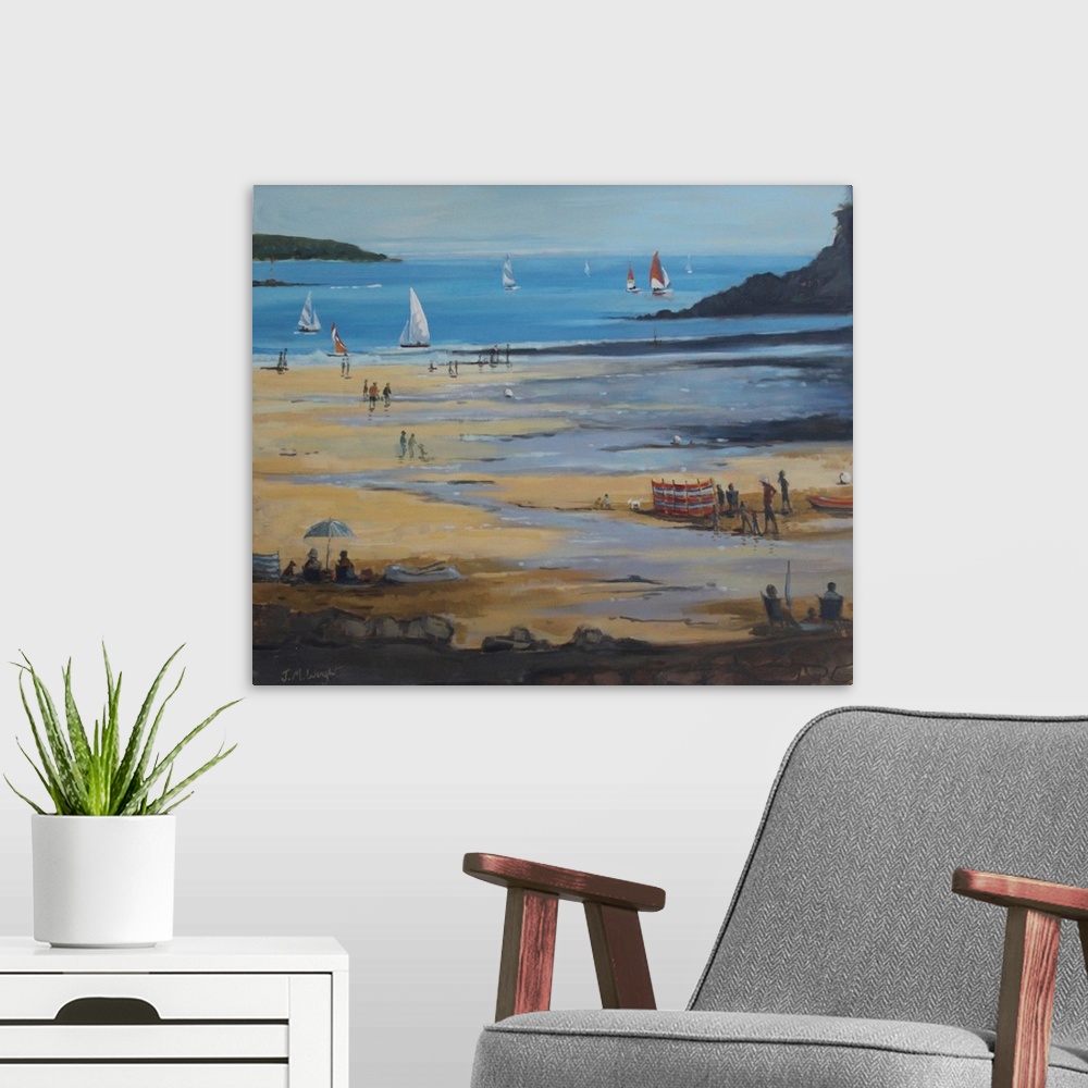 A modern room featuring Salcombe North Sands, Evening Shadows