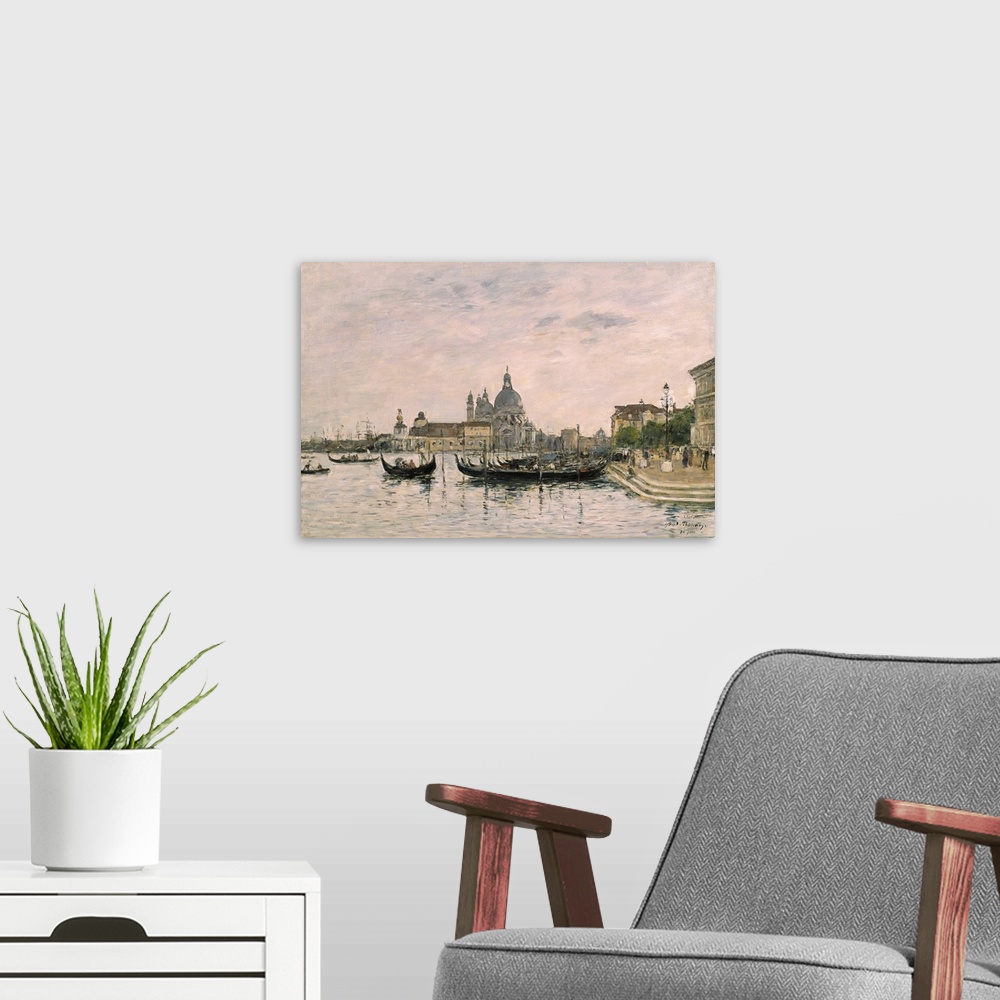 A modern room featuring Venice: Santa Maria della Salute and the Dogana seen from across the Grand Canal..PAINTINGS.paint...