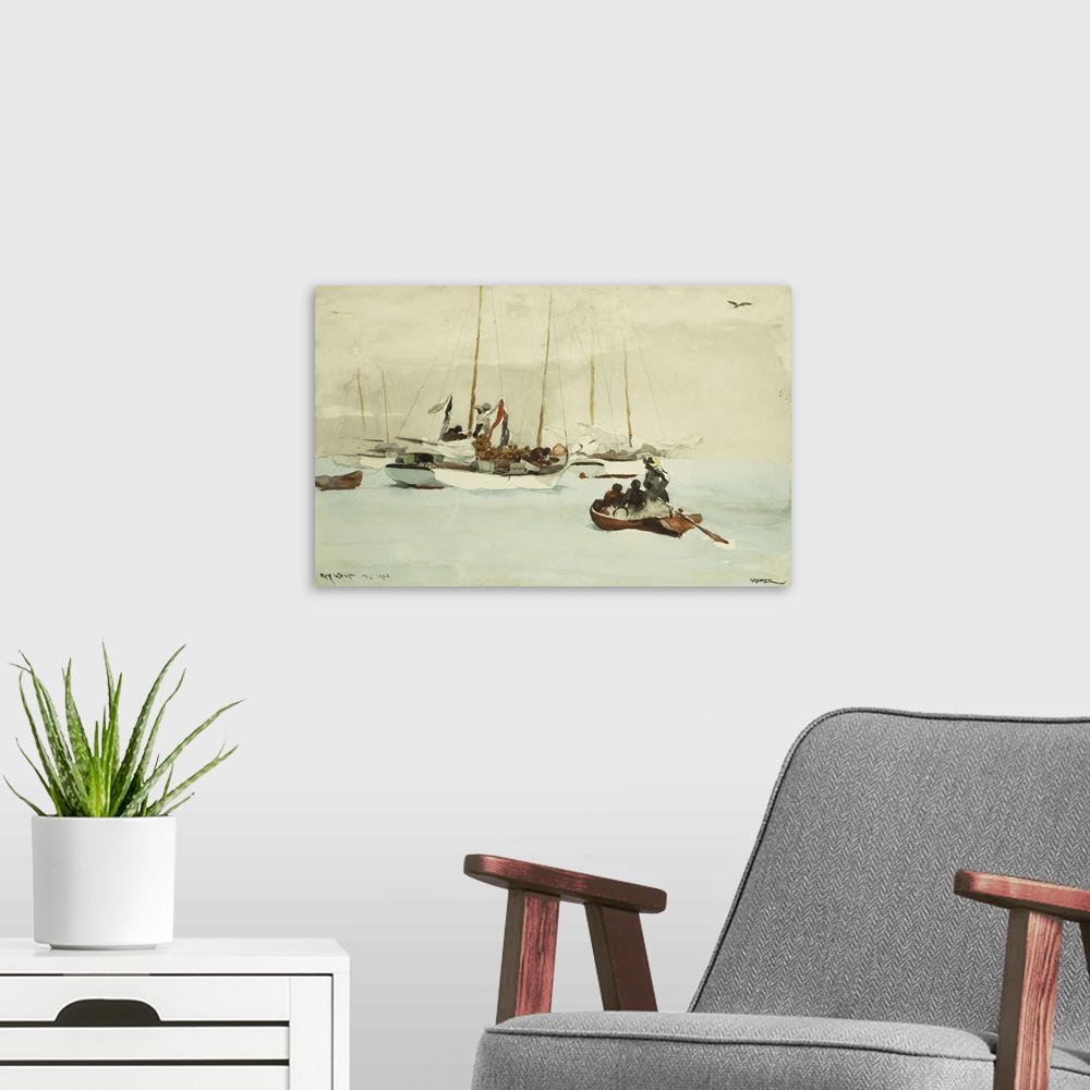 A modern room featuring Schooners At Anchor, Key West, 1903