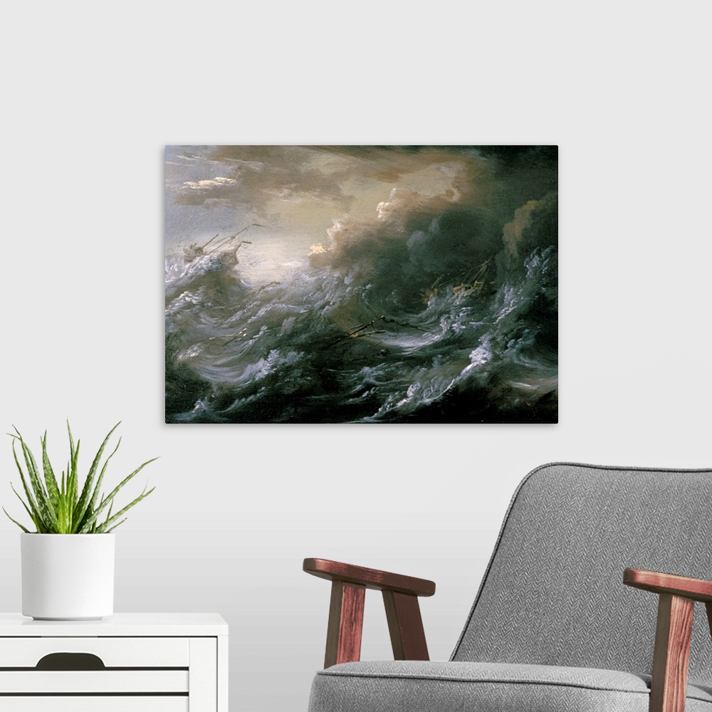 A modern room featuring Sea storm and shipwreck