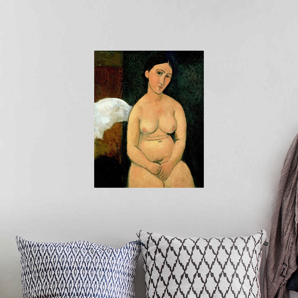 A bohemian room featuring NUL19586 Seated Nude, c.1917 by Modigliani, Amedeo (1884-1920); 81x65 cm; Private Collection; Ita...