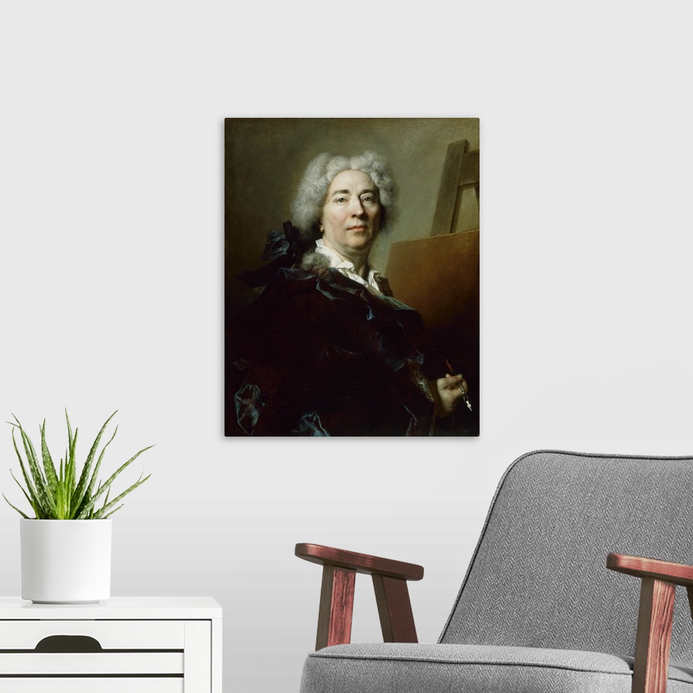 A modern room featuring Self-Portrait, c.1725, oil on canvas.