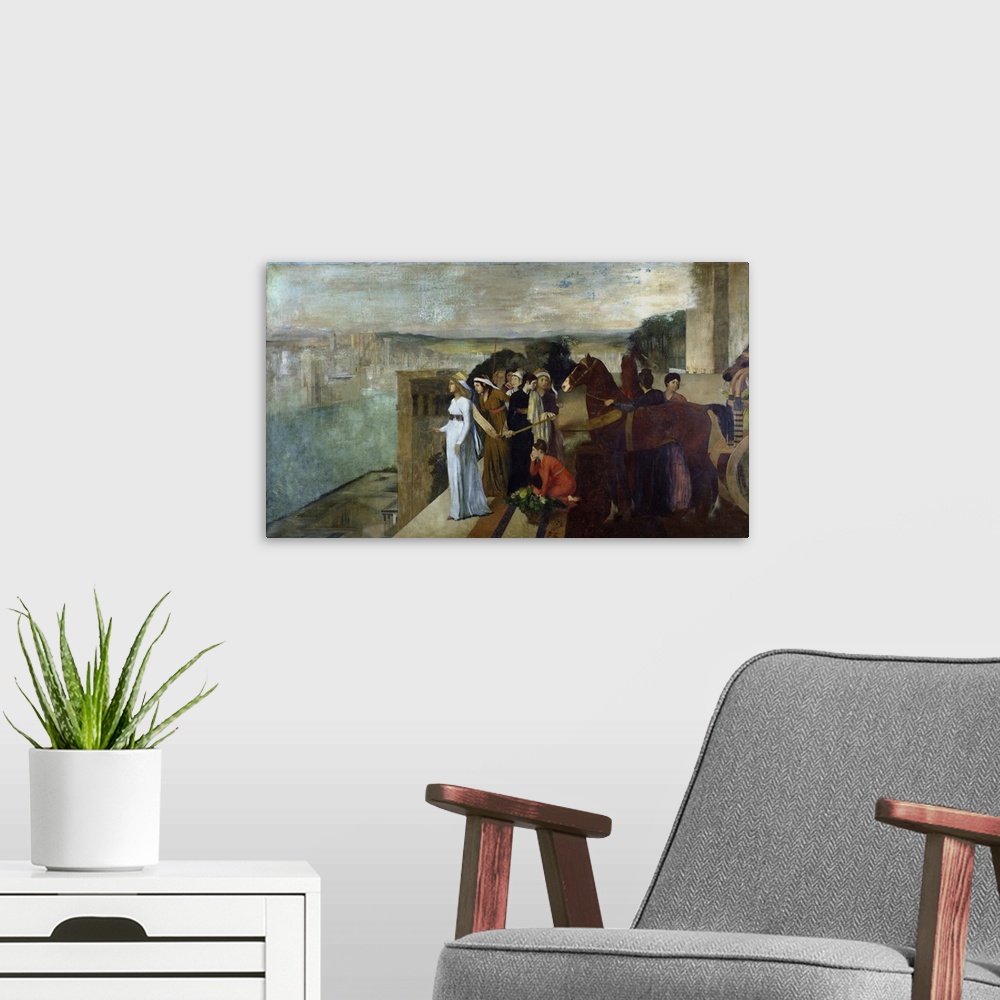 A modern room featuring Seven wonders of the ancient world. Originally oil on canvas. By Degas, Edgar (1834-1917).