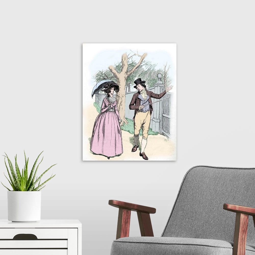 A modern room featuring Sense and Sensibility' by Jane Austen-Caption reads: John tells Elinor how much he hopes Marianne...