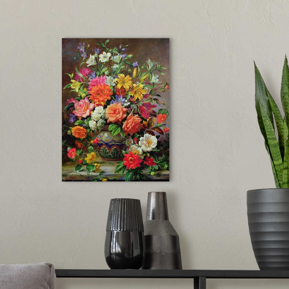 A modern room featuring September Flowers, Symbols of Hope and Joy