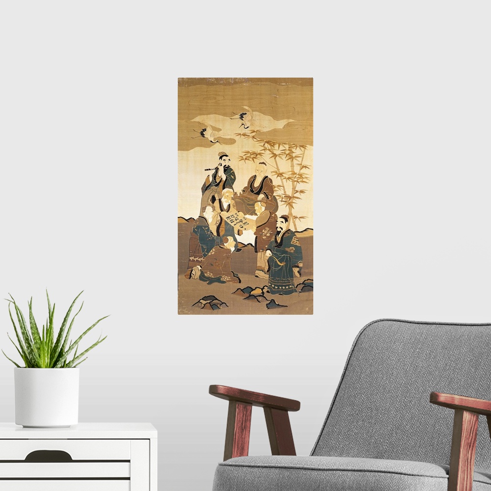 A modern room featuring les sept sages de la foret de bambou;
