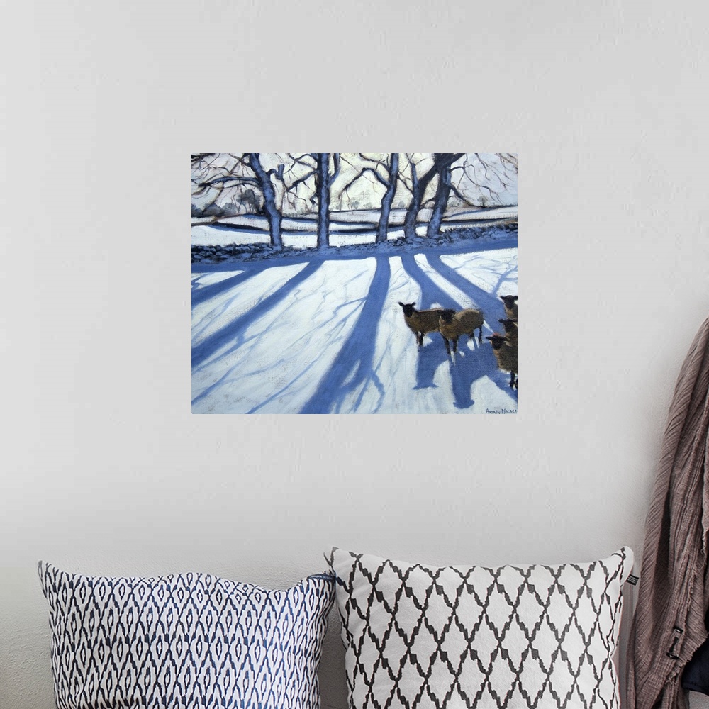 A bohemian room featuring Sheep in snow, Derbyshire