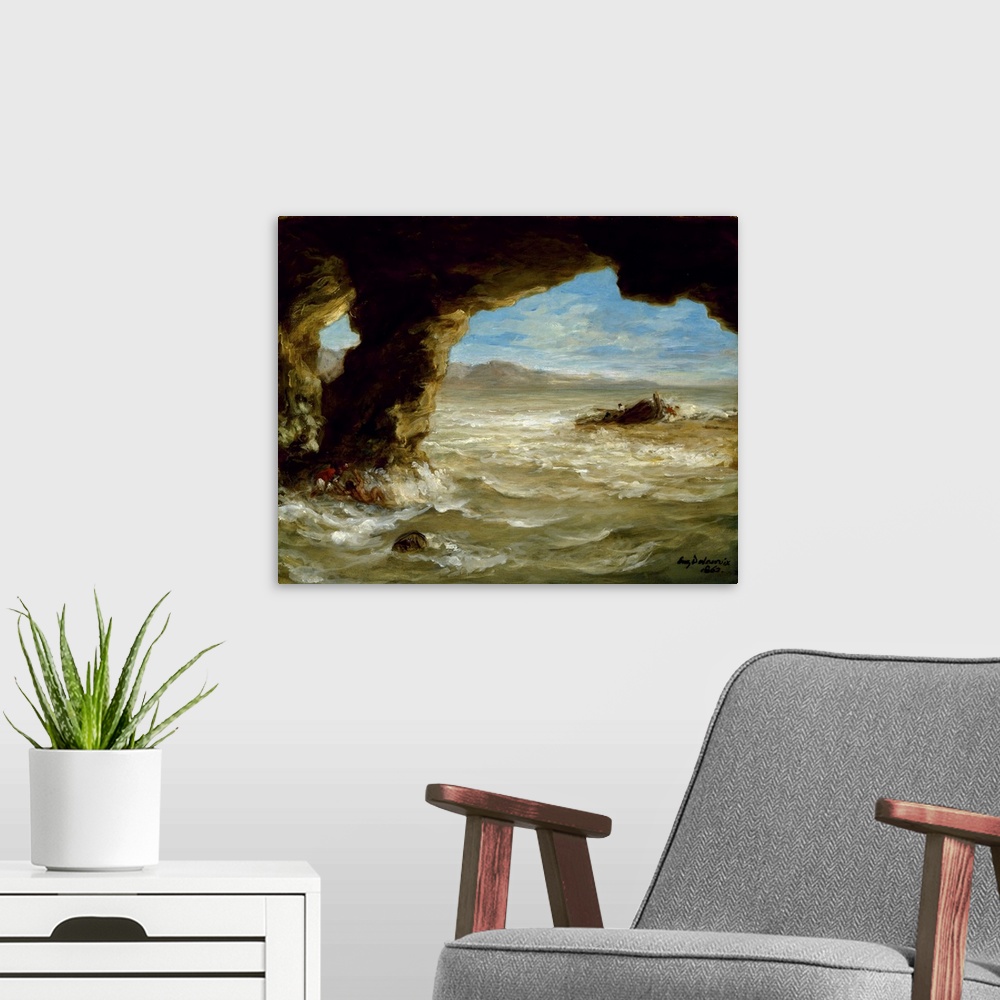 A modern room featuring Shipwreck On The Coast, 1862 (Originally oil on canvas)