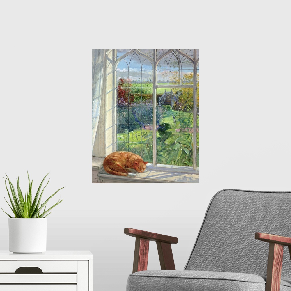 A modern room featuring Sleeping Cat and Chinese Bridge
