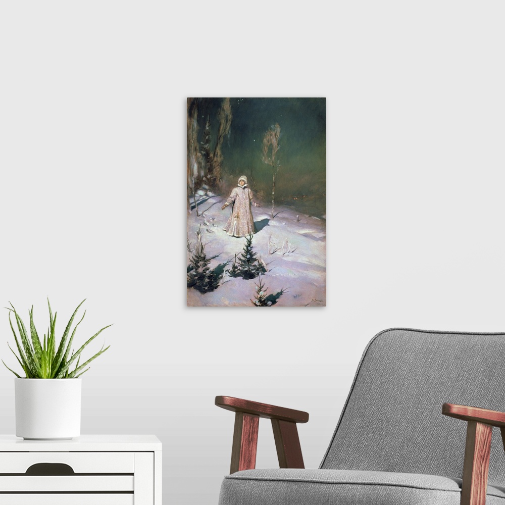 A modern room featuring Snow Maiden, 1899 (oil on canvas)