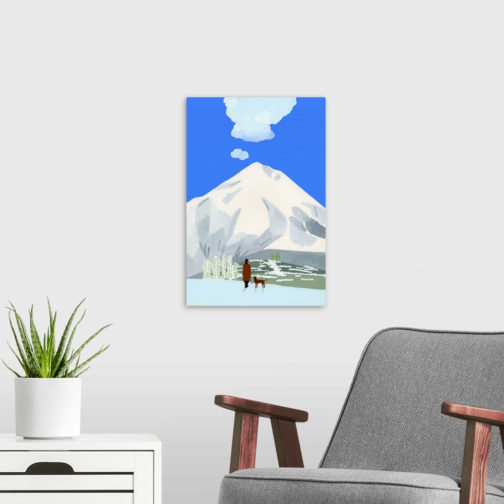 A modern room featuring Snow Mountain