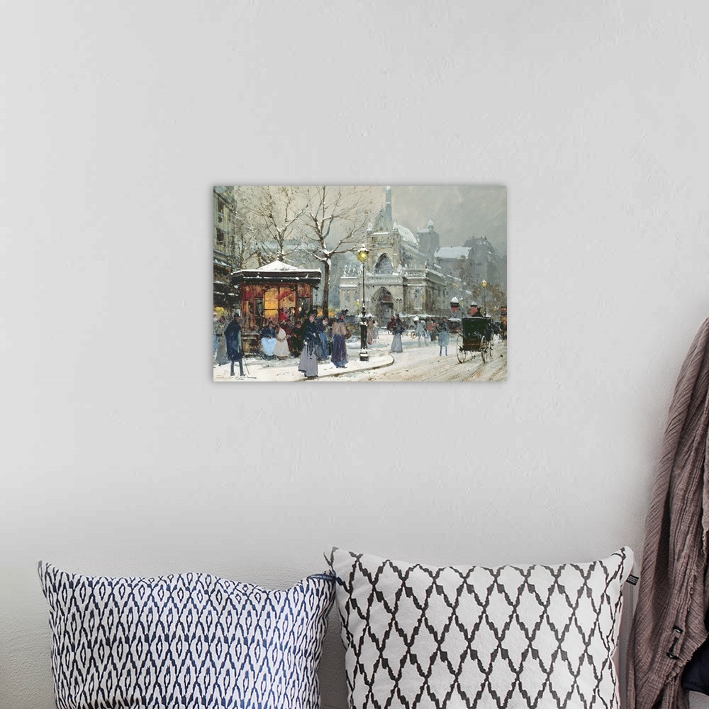 A bohemian room featuring Snow Scene in Paris