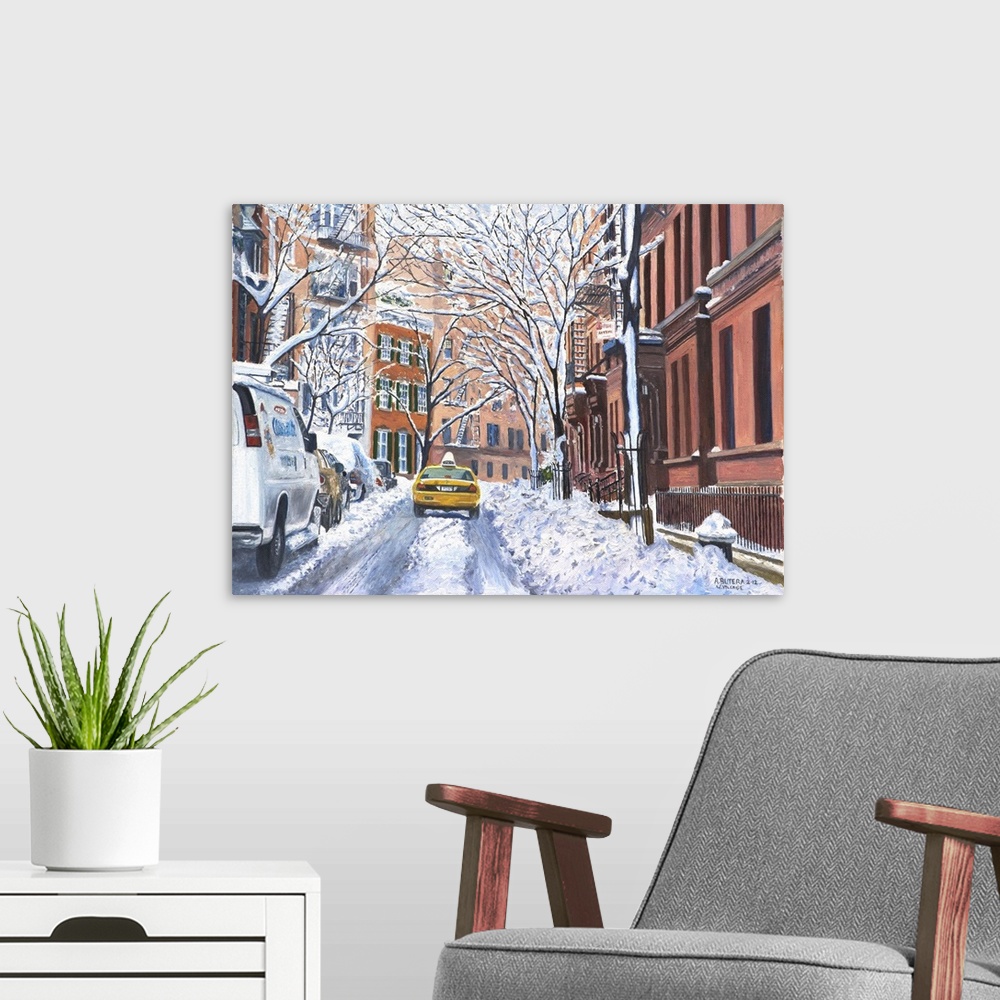 A modern room featuring Snow, West Village, NYC, 2012