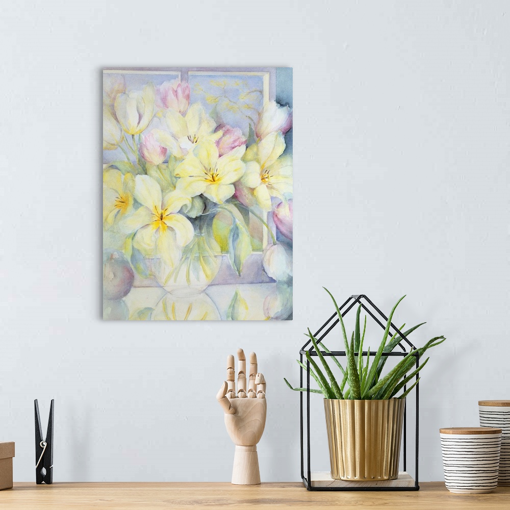 A bohemian room featuring Spring tulips