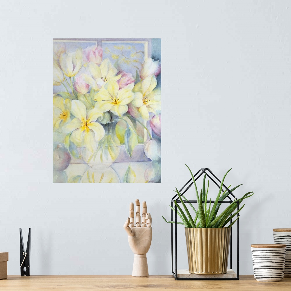A bohemian room featuring Spring tulips