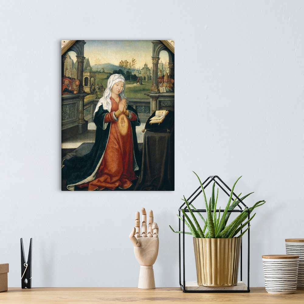 A bohemian room featuring XIR53806 St.Anne Conceiving the Virgin (oil on panel)  by Bellegambe, Jean the Elder (c.1470-c.15...