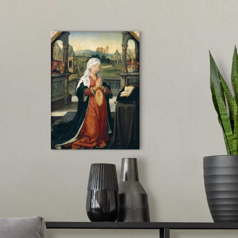 A modern room featuring XIR53806 St.Anne Conceiving the Virgin (oil on panel)  by Bellegambe, Jean the Elder (c.1470-c.15...