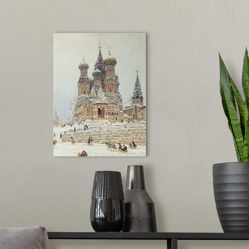 A modern room featuring St. Basil's Cathedral, Red Square, Moscow, c.1917