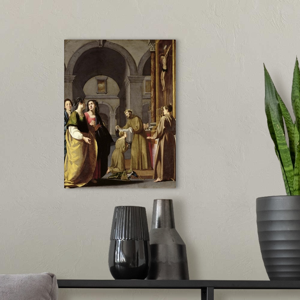 A modern room featuring St. Clare Receiving the Veil from St. Francis of Assisi
