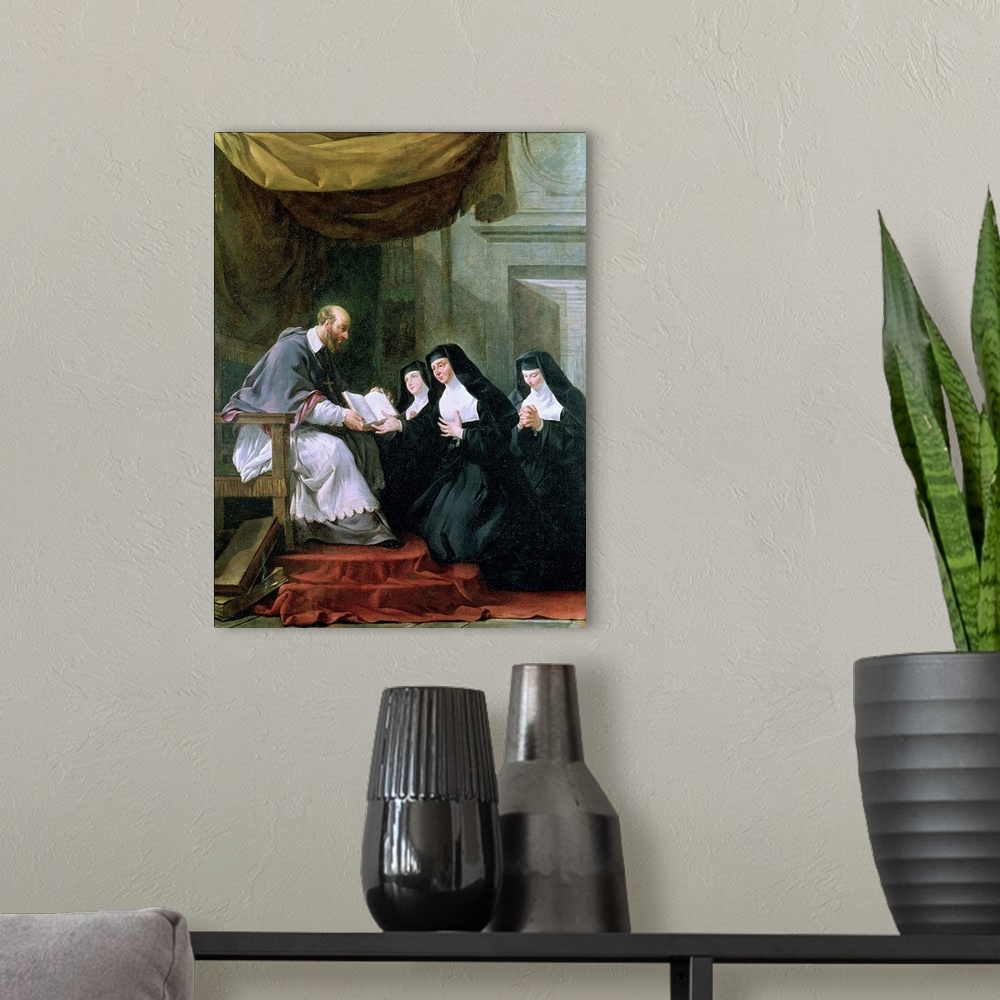 A modern room featuring Saint Francois donnant a Sainte Jeanne la regle de la visitation;