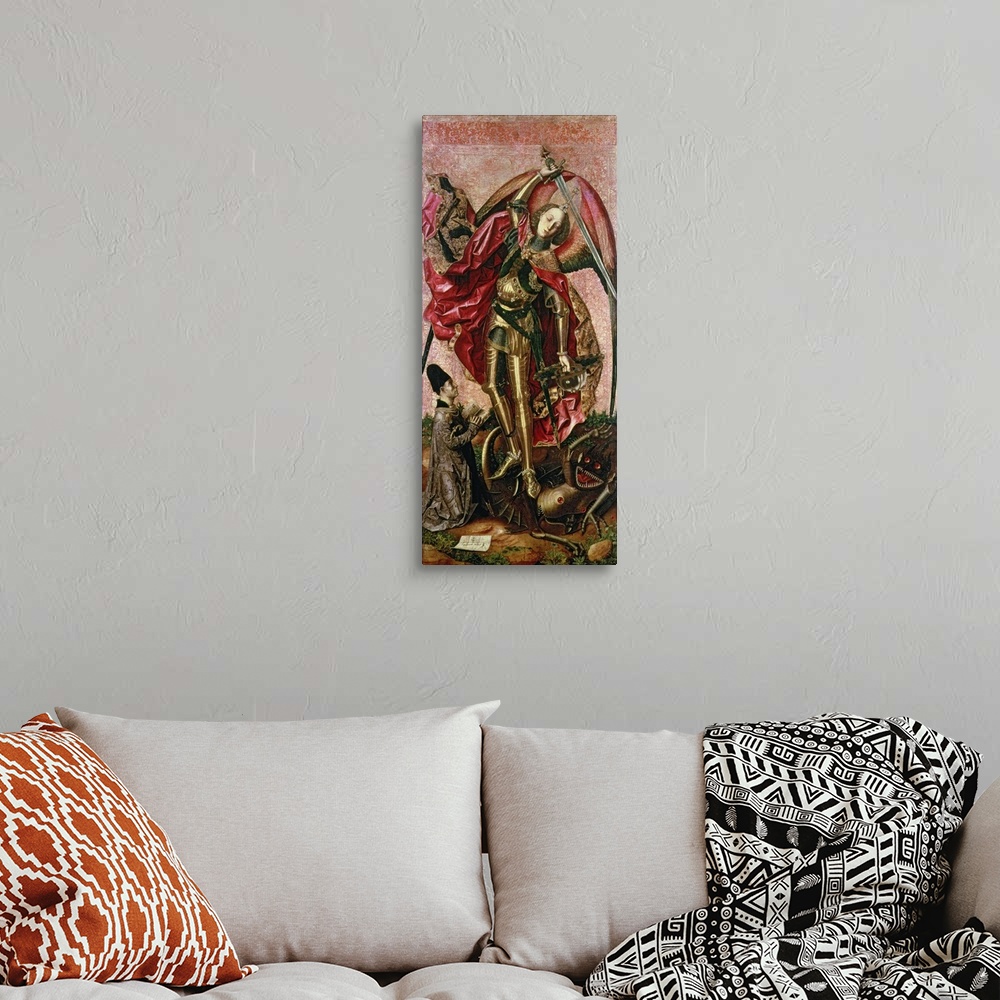 A bohemian room featuring St. Michael and the Dragon