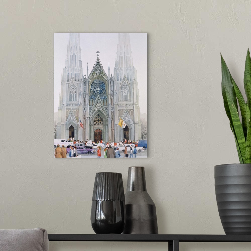 A modern room featuring St. Patrick's Cathedral, New York, 1990