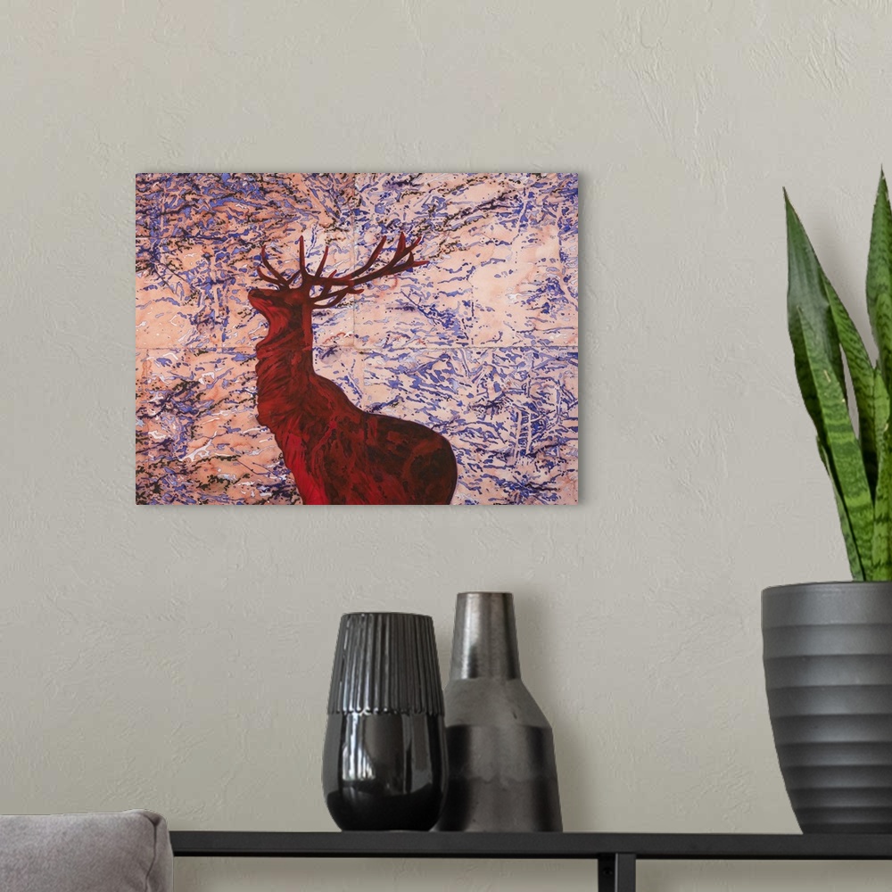A modern room featuring Stag by Dean, Graham (b.1951).