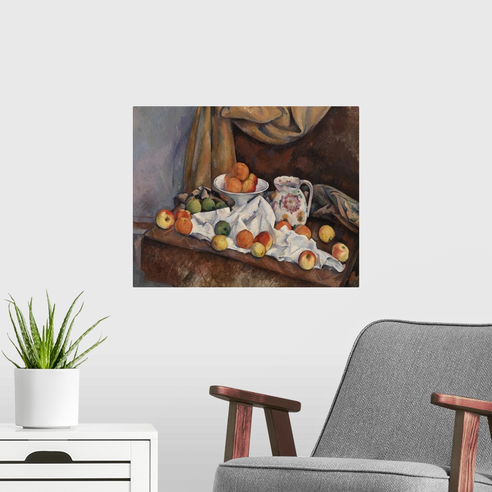 A modern room featuring Nature Morte previously titled 'Compotier, Pitcher and Fruit'