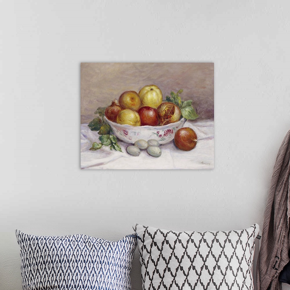 A bohemian room featuring Still Life With A Pomegranate