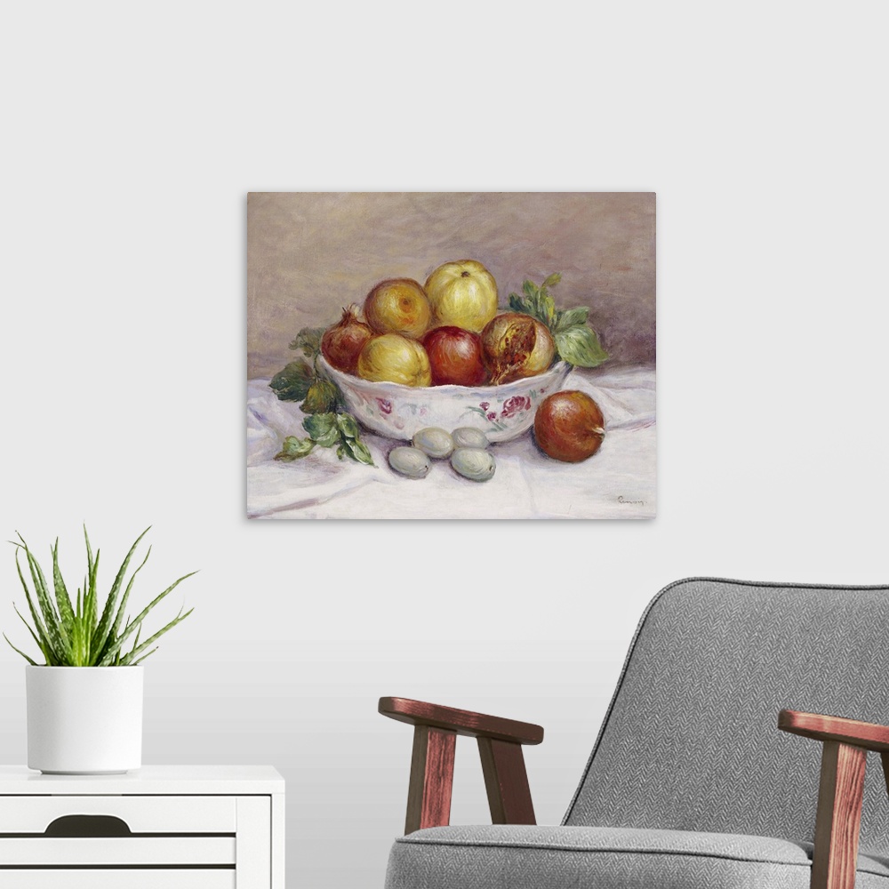 A modern room featuring Still Life With A Pomegranate