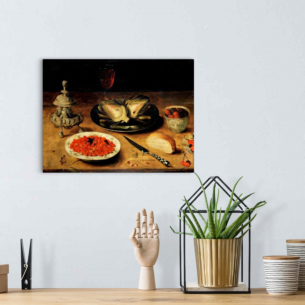 A bohemian room featuring Still Life with an Artichoke